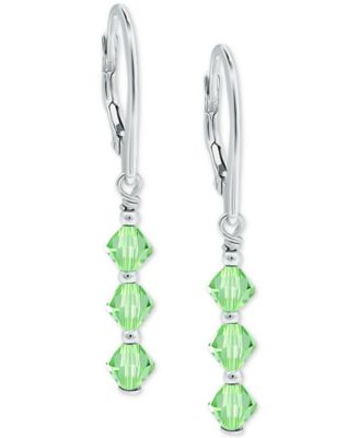 Macy's - Swarovski Beaded Lever Back Drop Earrings in Sterling Silver