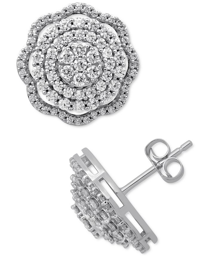 Diamond cluster stud hot sale earrings macys
