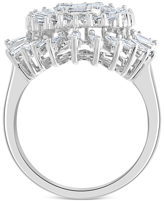 EFFY Collection - Diamond Baguette Cluster Statement Ring (1-1/3 ct. t.w.) in 14k White Gold