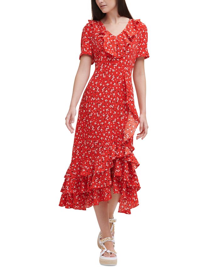 Karl lagerfeld ruffle best sale dress