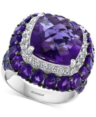 EFFY Collection - Amethyst (12 ct. t.w.) & White Sapphire (5/8 ct. t.w.) Statement Ring in Sterling Silver