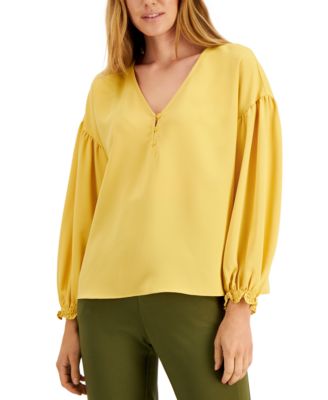 Alfani V-Neck Puff-Sleeve Top, Created For Macy's - Macy's