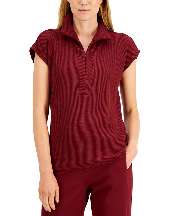 Alfani Petite Solid Quarter Zip Polo Top Created for Macy s Macy s