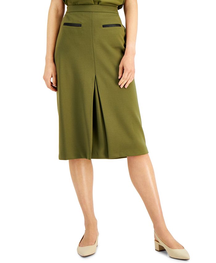 Alfani Pull-On Knee-Length Pleated Pencil Skirt, Created for Macy's ...