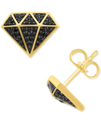 Macy's - Black Diamond Cluster Diamond-Shaped Stud Earrings (1/3 ct. t.w.) in 10k Gold (Also in White Diamond)