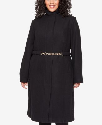 Vince Camuto - Plus Size Chain-Belt Reefer Coat