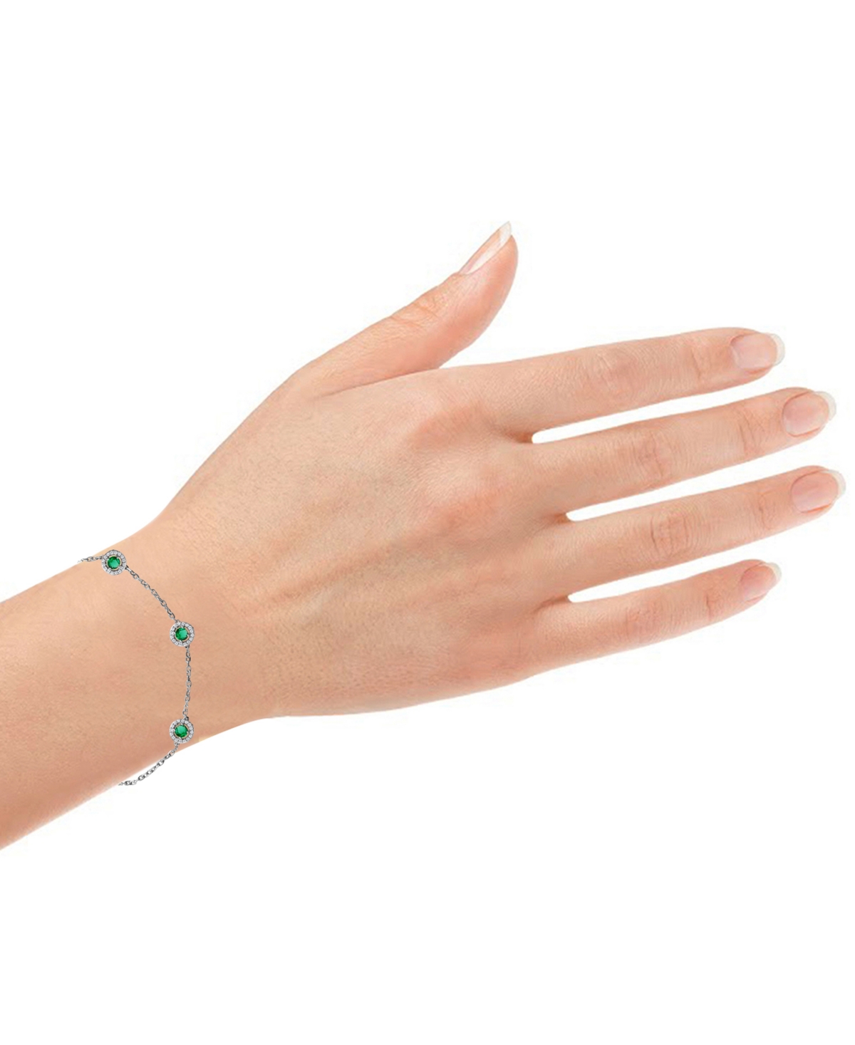 Sapphire (7/8 ct. t.w.) & Diamond (1/4 ct. t.w.) Halo Chain Link Bracelet in 14k White Gold (Also in Ruby & - Emerald