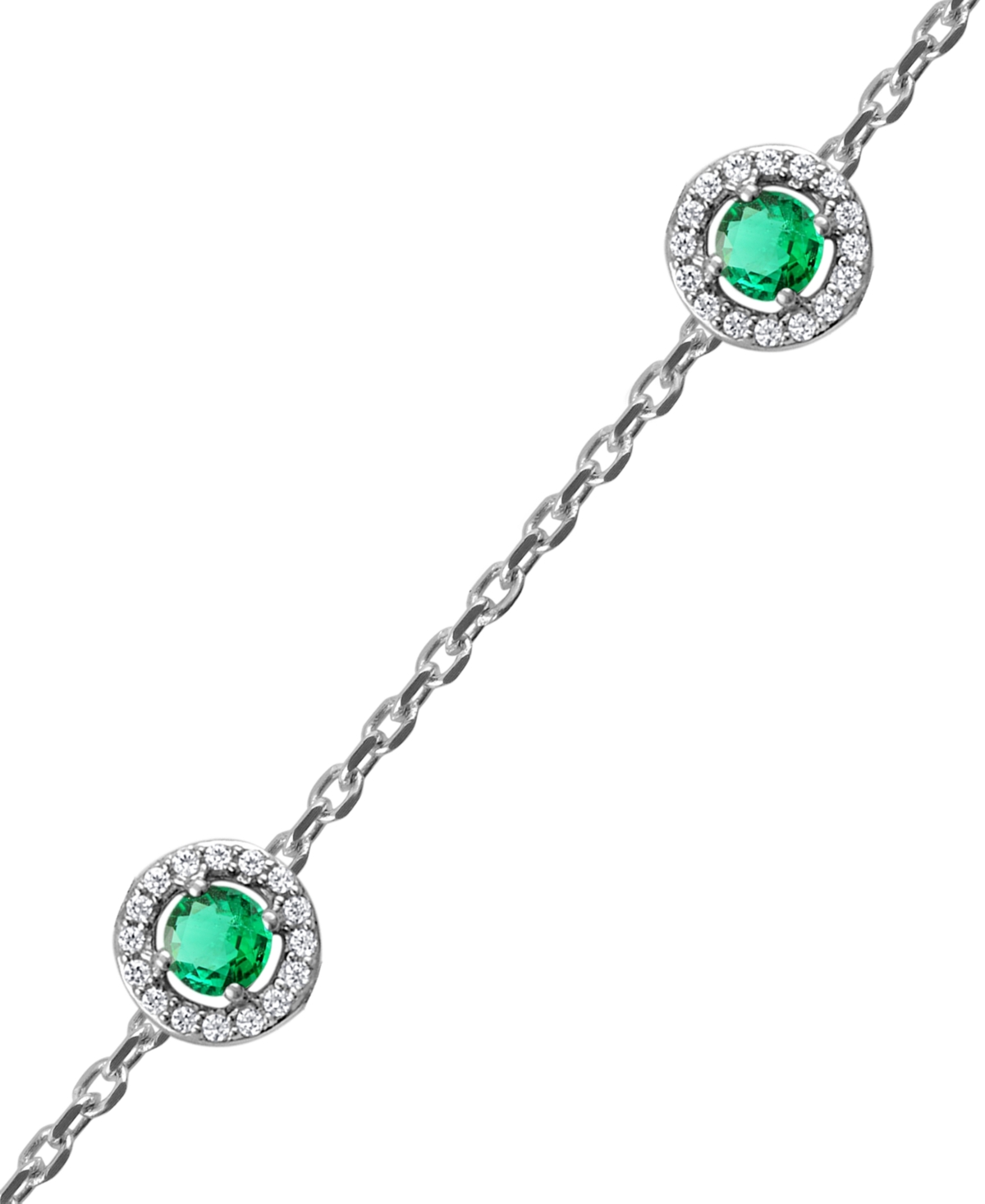 Sapphire (7/8 ct. t.w.) & Diamond (1/4 ct. t.w.) Halo Chain Link Bracelet in 14k White Gold (Also in Ruby & - Emerald