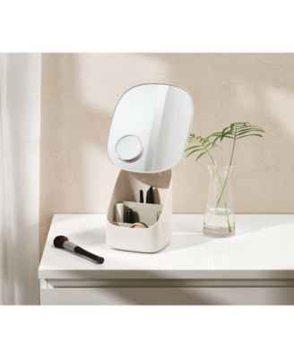 Viva Pedestal Mirror with Cosmetic Organizer