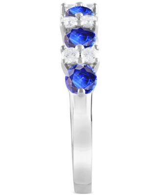 Sapphire (1-1/2 ct. t.w.) & Diamond (1/3 ct. t.w.) Stacking Band in 14k White Gold (Also in Emerald & Ruby)