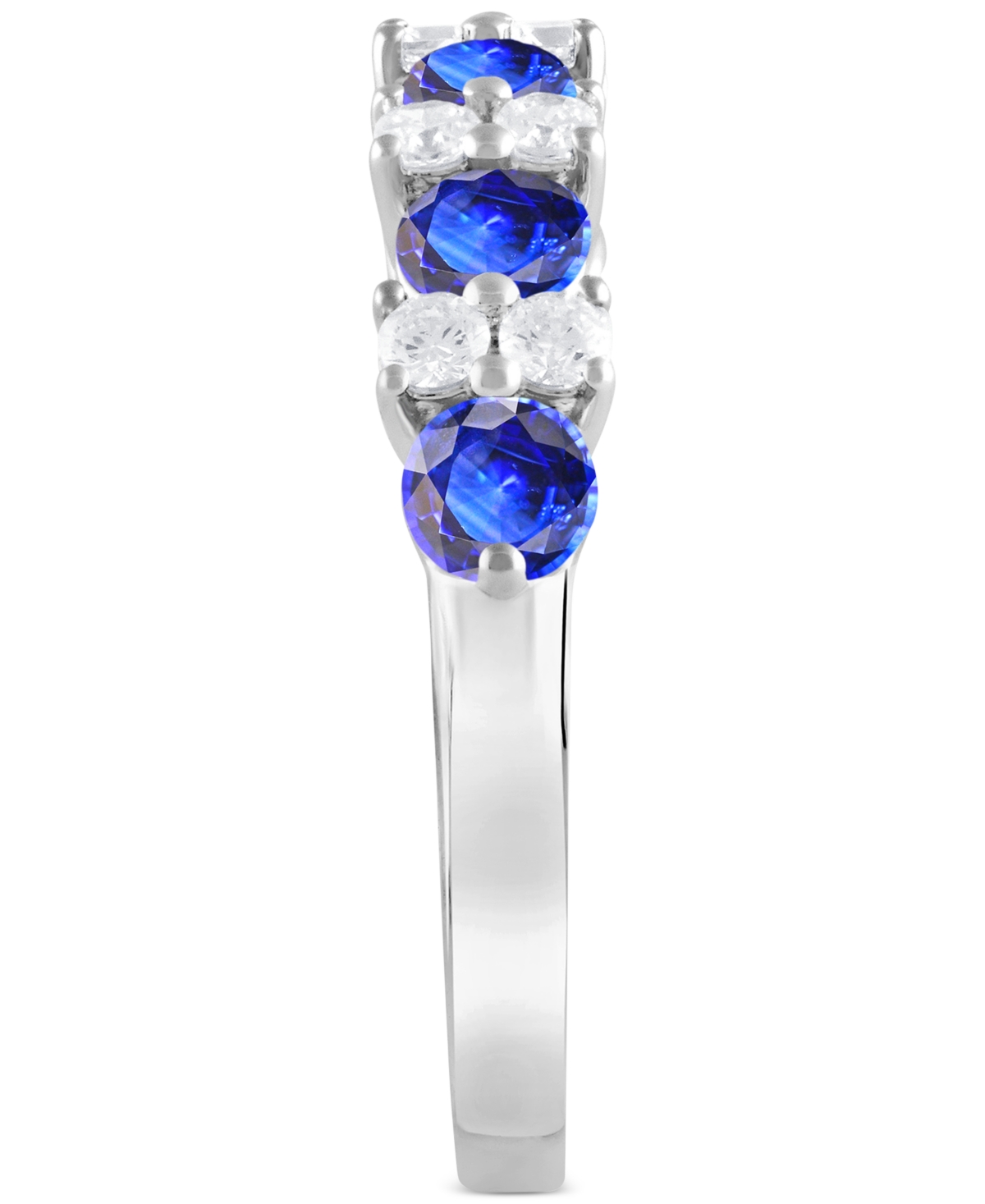 (1-1/2 ct. t.w.) & Diamond (1/3 ct. t.w.) Stacking Band in 14k White Gold (Also in Emerald & Ruby) - Sapphire