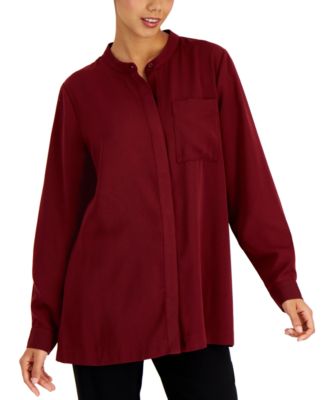 Alfani Women's Button-front Shirt, Created For Macy's In Rich Malbec