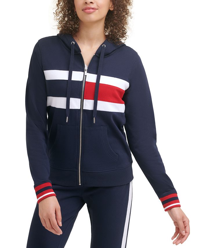 Tommy Hilfiger Women's Flag Color Block Zip Up Terry Hoodie & Reviews ...
