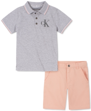 Calvin Klein Baby Boys 2-Pc Logo Polo & Shorts Set