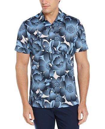 Perry Ellis Men's Tropical Floral Print Short Sleeve Button - Down ...