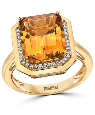 EFFY Collection - Citrine (5-3/4 ct. t.w.) & Diamond (1/6 ct. t.w.) Statement Ring in 14k Gold