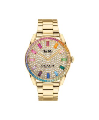 gold coach watch with diamonds