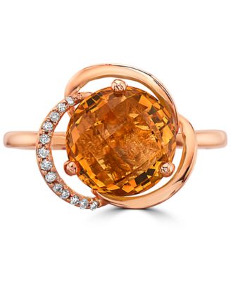 EFFY&reg; Citrine (3-1/6 ct. t.w.) & Diamond (1/20 ct. t.w.) Statement Ring in 14k Rose Gold