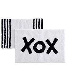 Bold Stripe and Xox Bath Rug, Set of 2