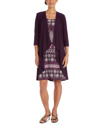 R & M Richards - Drape-Front Jacket & Puff-Print Dress