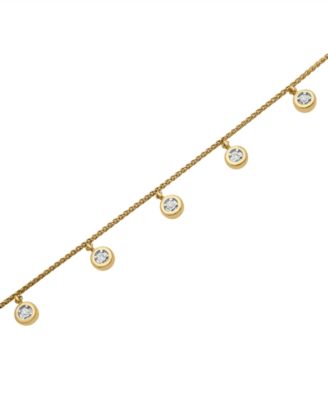 Diamond Dangling Bezel Ankle Bracelet (1/10 ct. t.w.) in 10k Gold, Created for Macy's