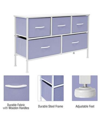 5 Drawers Dresser- Storage Unit with Steel Frame, Wood Top, Fabric Bins - for Bedroom, Closet, Office and more