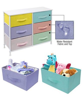 6 Drawers Dresser- Storage Unit with Steel Frame, Wood Top, Fabric Bins - for Bedroom, Closet, Office and more