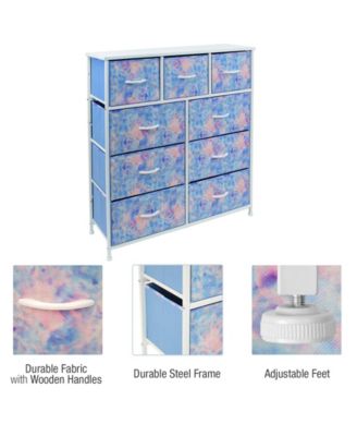 9 Drawers Dresser - Furniture Storage for Bedroom, Closet, Office Organization - Steel Frame, Wood Top, Fabric Bins