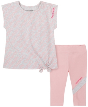 Calvin Klein Little Girls Printed Tie-Front T-shirt and Capri Legging Set