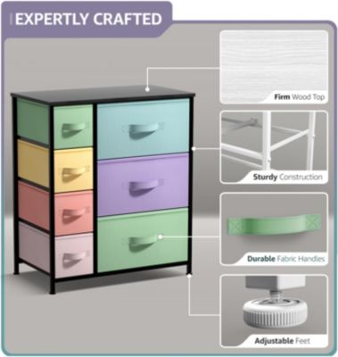 Dresser with 7 Drawers - Storage Chest Organizer with Steel Frame, Wood Top, Handles, Fabric Bins