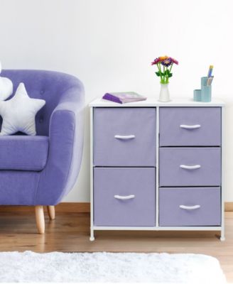 Dresser with 5 Drawers - Storage Chest Organizer with Steel Frame, Wood Top, Handles, Fabric Bins