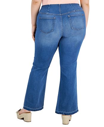 INC International Concepts Plus Size Pull-On Flare Jeans, Created for ...