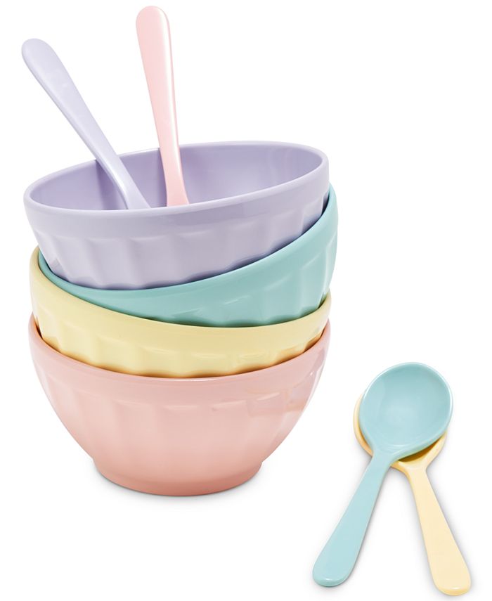 The Cellar Melamine Dessert Bowls with Spoons, Set of 4, Created for