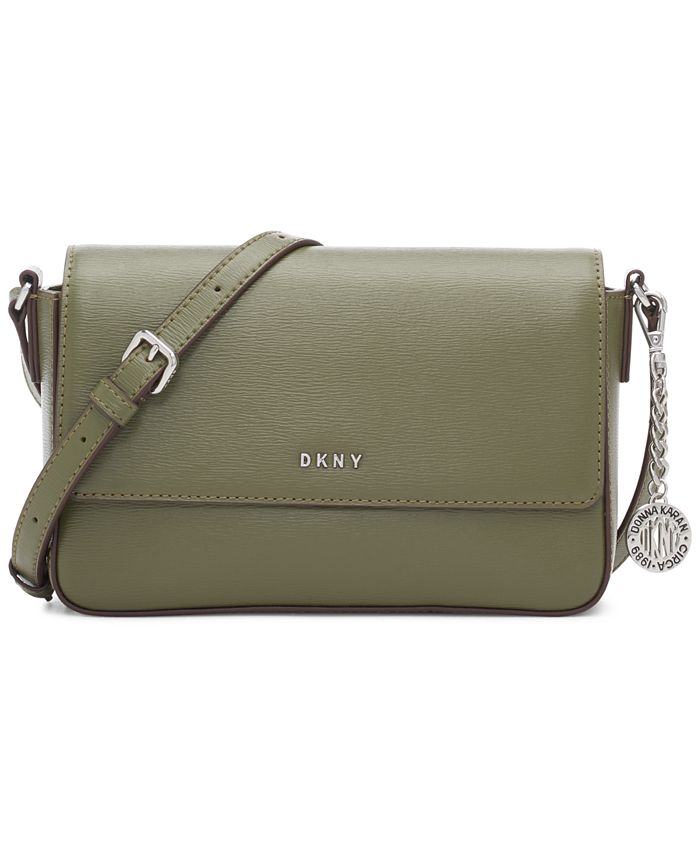New Rae Dunn olive green leather flap close purse BE KIND multi