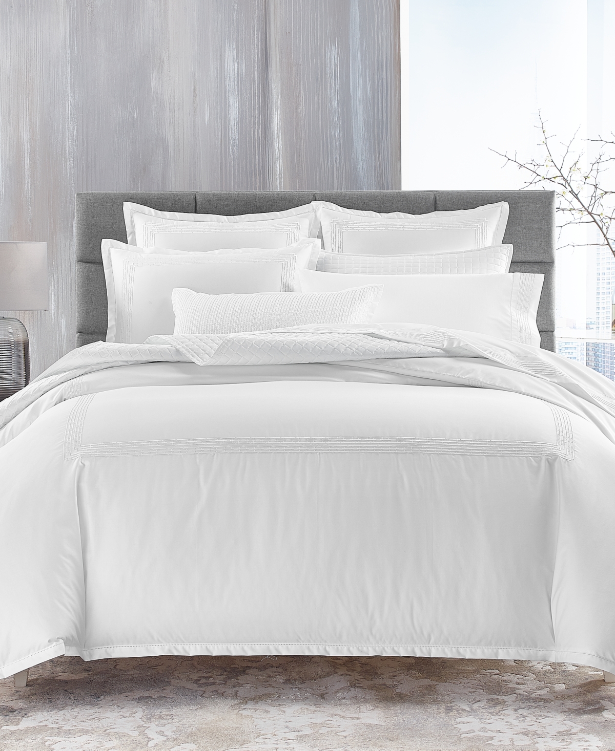 Hotel Collection Chain Links Embroidery 100% Pima Cotton Duvet Cover Set, Full/queen, Created For Macy's In White