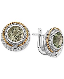 EFFY® Green Quartz (3-5/8 ct. t.w.) & Diamond Accent Earrings in Sterling Silver & 14k Gold