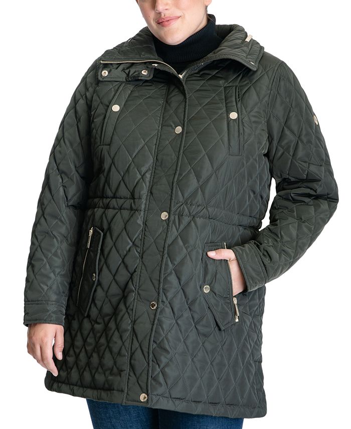 Michael Kors Women's Plus Size Hooded Quilted Coat, Created -