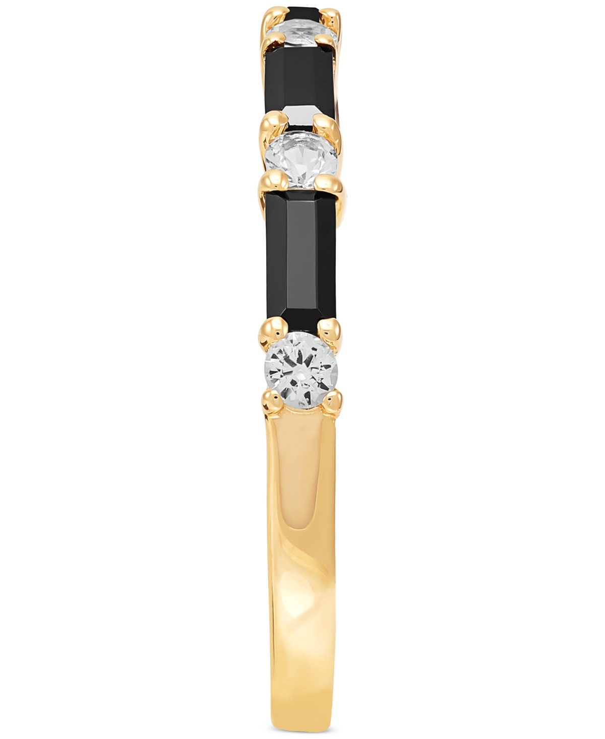 Onyx & White Topaz (1/4 ct. t.w.) Stack Ring in 14k Gold - 14K Yellow Gold