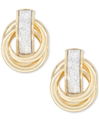 Macy's - Glitter Love Knot Stud Earrings in 10k Gold