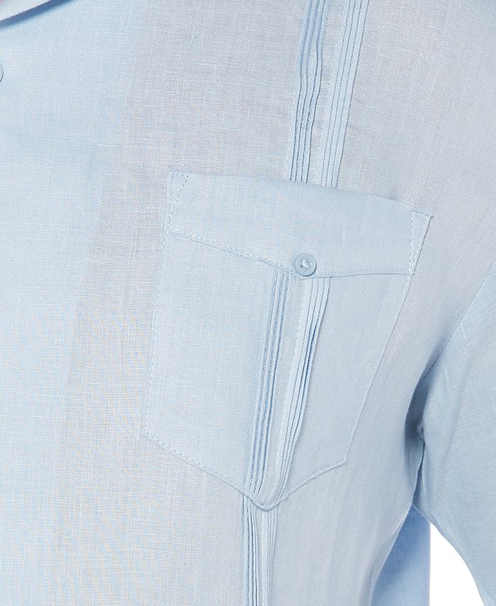 Cubavera Men's Big & Tall Short-Sleeve 4-Pocket 100% Linen Guayabera ...