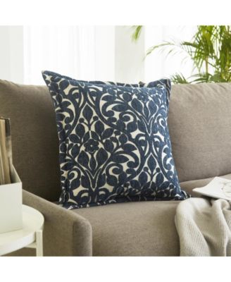 blue chenille pillow