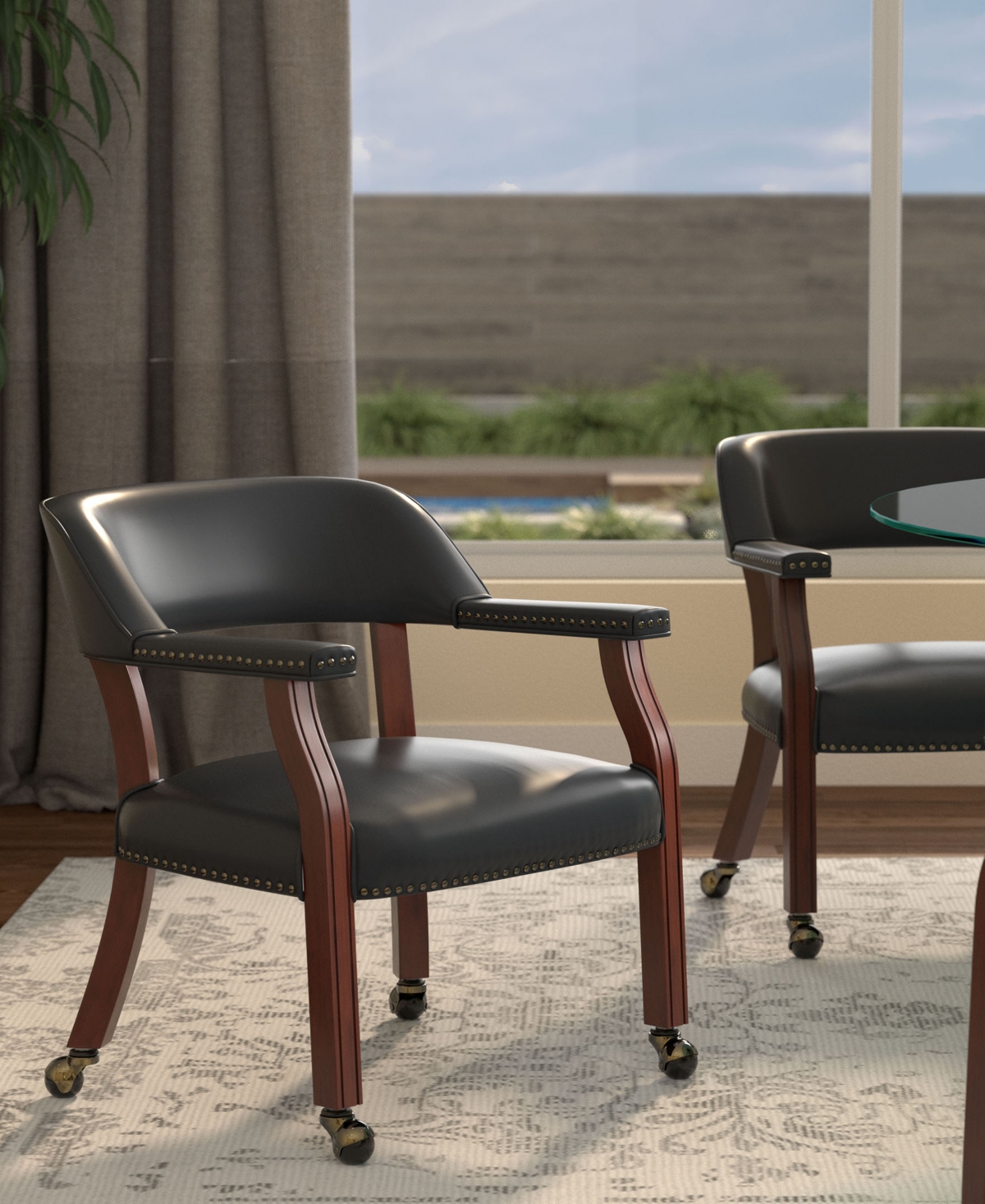 Comfort Pointe Cavett Caster Game Chair In Dark Gray