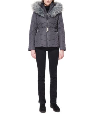 Hooded Belted Puffer Coat 