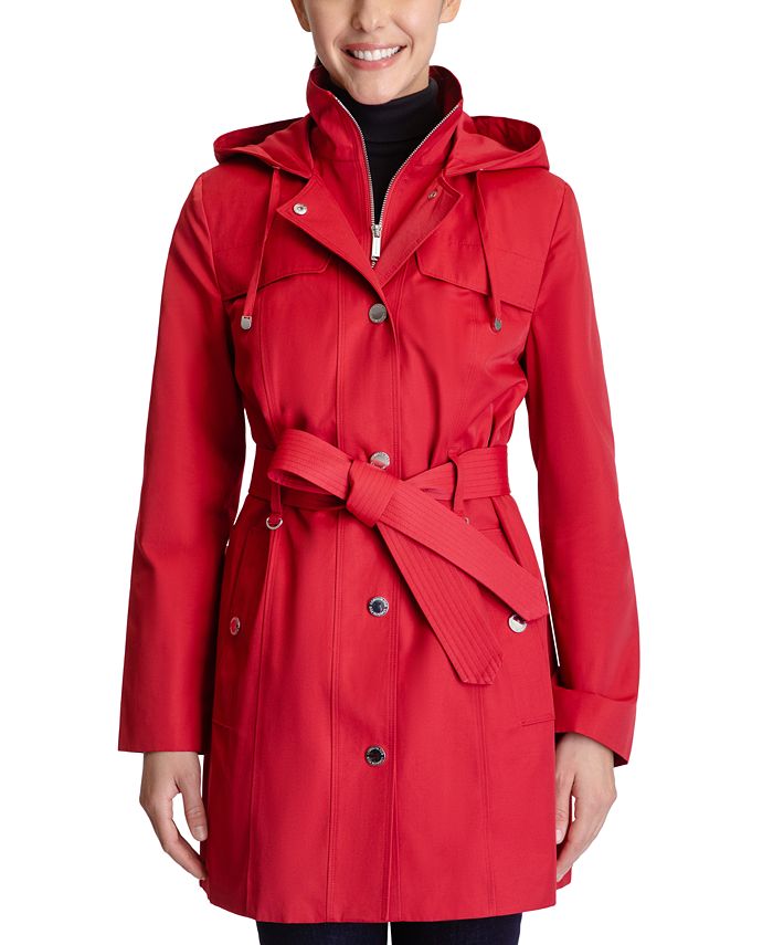 London Fog Petite Hooded Belted Raincoat & Reviews - Coats & Jackets ...