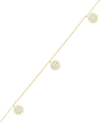 Cubic Zirconia Cluster Disc Dangle 17" Statement Necklace in Sterling Silver (Also in 14k Gold Over Silver)