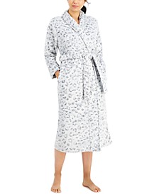 Animal-Print Wrap Plush Robe, Created for Macy's