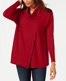 Petite Lace-Up Poncho Sweater, Created for Macy's
