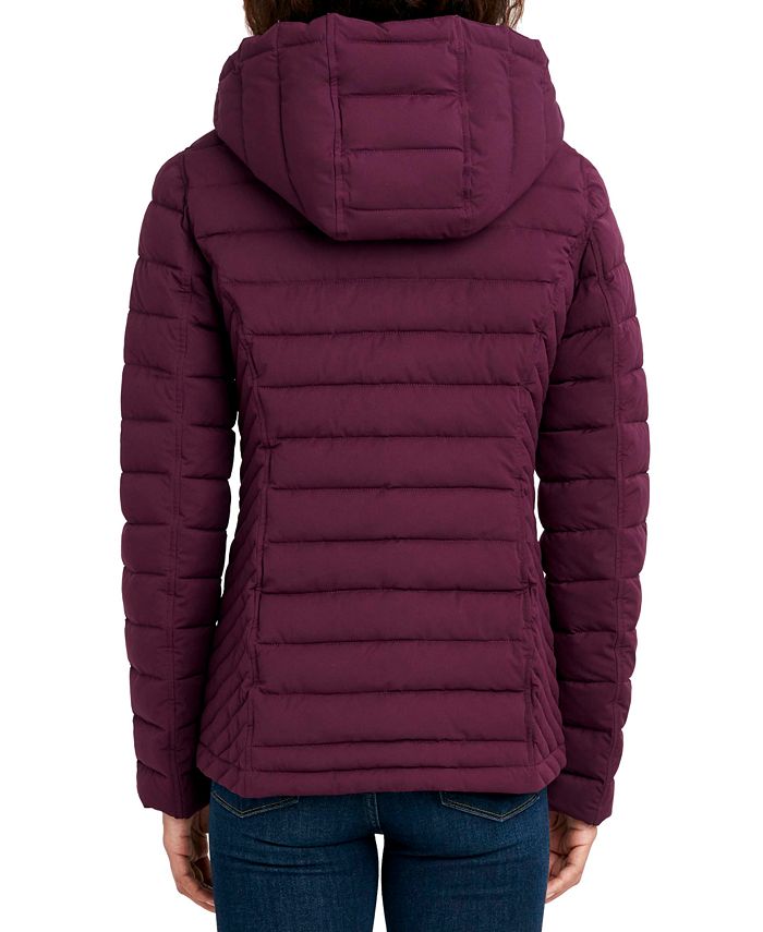 Nautica Women's Hooded Stretch Packable Puffer Coat White Size Medium