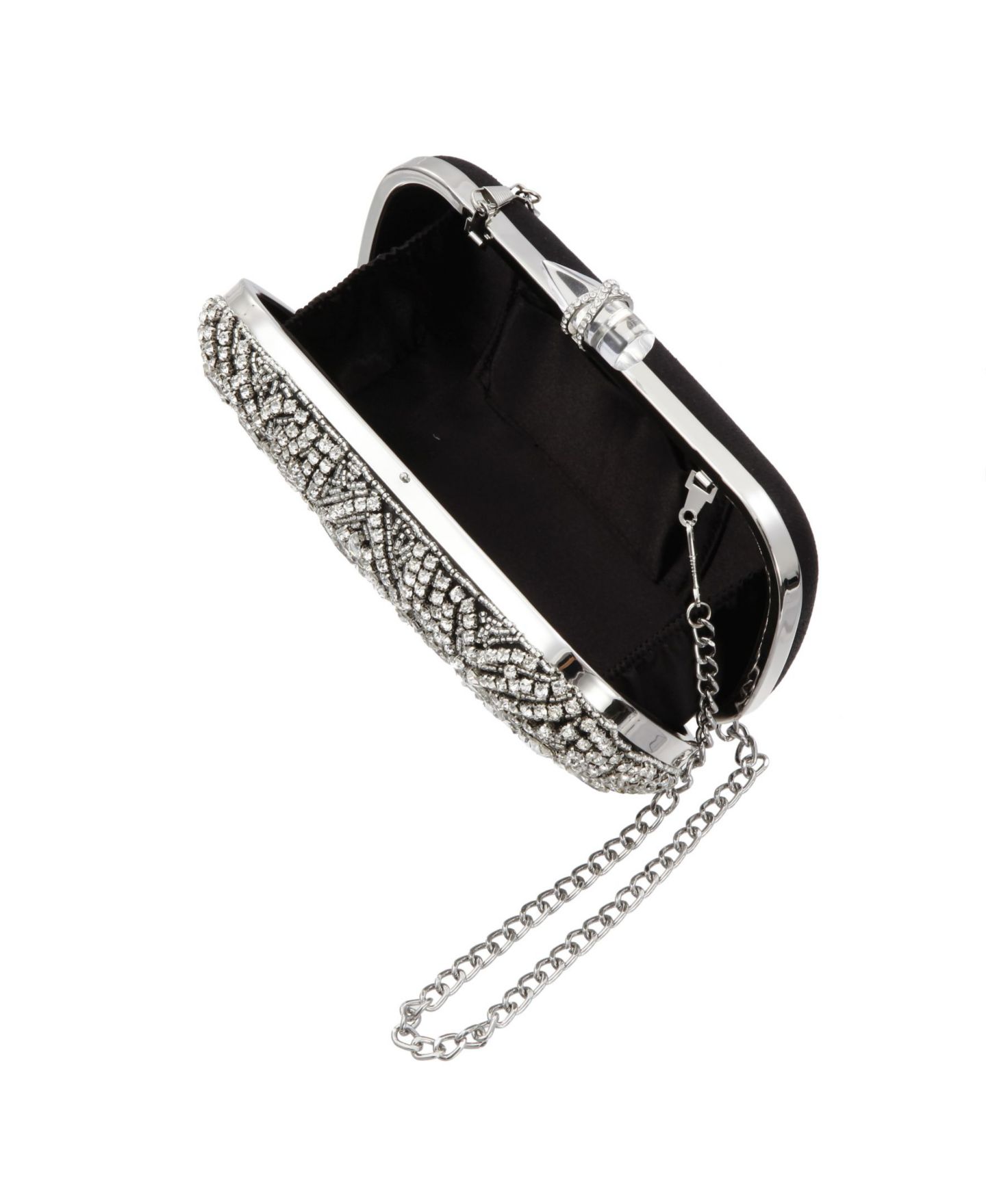 Женские клатчи Nina Crystal Embellished Minaudiere, цвет: Чёрный / Белый — фото 4
