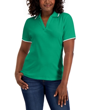 Karen Scott Cotton Piped Polo Created for Macy's